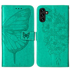 Coque Portefeuille Papillon Livre Cuir Etui Clapet Y01B pour Samsung Galaxy A04s Vert