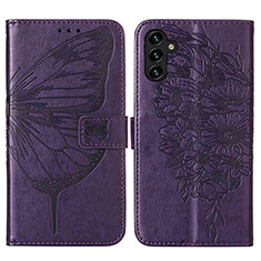 Coque Portefeuille Papillon Livre Cuir Etui Clapet Y01B pour Samsung Galaxy A04s Violet