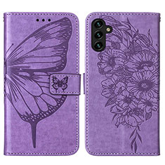 Coque Portefeuille Papillon Livre Cuir Etui Clapet Y01B pour Samsung Galaxy A04s Violet Clair