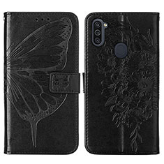 Coque Portefeuille Papillon Livre Cuir Etui Clapet Y01B pour Samsung Galaxy A11 Noir