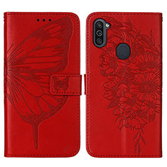 Coque Portefeuille Papillon Livre Cuir Etui Clapet Y01B pour Samsung Galaxy A11 Rouge