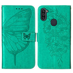 Coque Portefeuille Papillon Livre Cuir Etui Clapet Y01B pour Samsung Galaxy A11 Vert