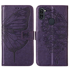 Coque Portefeuille Papillon Livre Cuir Etui Clapet Y01B pour Samsung Galaxy A11 Violet