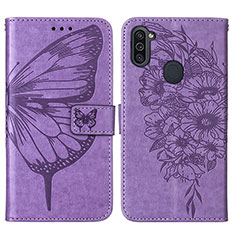 Coque Portefeuille Papillon Livre Cuir Etui Clapet Y01B pour Samsung Galaxy A11 Violet Clair