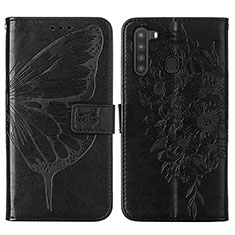 Coque Portefeuille Papillon Livre Cuir Etui Clapet Y01B pour Samsung Galaxy A21 Noir