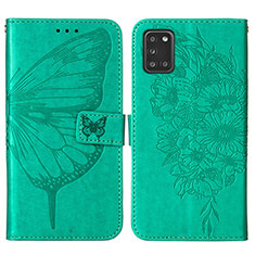 Coque Portefeuille Papillon Livre Cuir Etui Clapet Y01B pour Samsung Galaxy A21s Vert