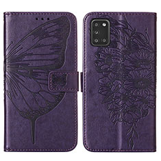 Coque Portefeuille Papillon Livre Cuir Etui Clapet Y01B pour Samsung Galaxy A21s Violet