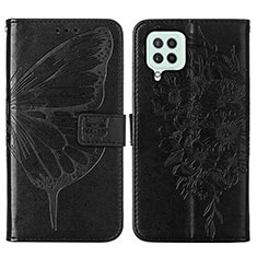 Coque Portefeuille Papillon Livre Cuir Etui Clapet Y01B pour Samsung Galaxy A22 4G Noir