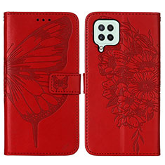 Coque Portefeuille Papillon Livre Cuir Etui Clapet Y01B pour Samsung Galaxy A22 4G Rouge