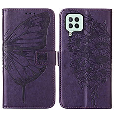 Coque Portefeuille Papillon Livre Cuir Etui Clapet Y01B pour Samsung Galaxy A22 4G Violet