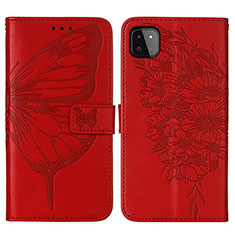 Coque Portefeuille Papillon Livre Cuir Etui Clapet Y01B pour Samsung Galaxy A22 5G Rouge