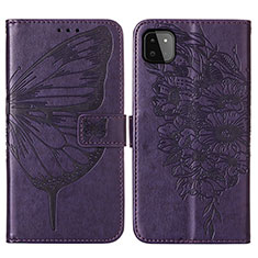 Coque Portefeuille Papillon Livre Cuir Etui Clapet Y01B pour Samsung Galaxy A22 5G Violet