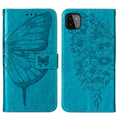 Coque Portefeuille Papillon Livre Cuir Etui Clapet Y01B pour Samsung Galaxy A22s 5G Bleu