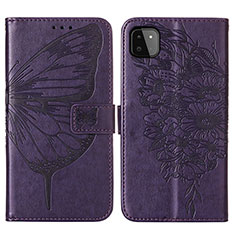 Coque Portefeuille Papillon Livre Cuir Etui Clapet Y01B pour Samsung Galaxy A22s 5G Violet