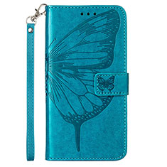 Coque Portefeuille Papillon Livre Cuir Etui Clapet Y01B pour Samsung Galaxy A23 4G Bleu