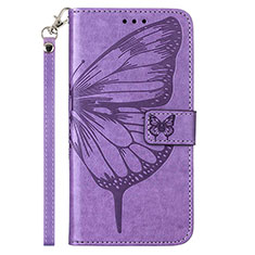 Coque Portefeuille Papillon Livre Cuir Etui Clapet Y01B pour Samsung Galaxy A23 4G Violet Clair