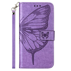 Coque Portefeuille Papillon Livre Cuir Etui Clapet Y01B pour Samsung Galaxy A23 5G Violet Clair