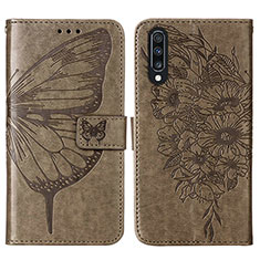 Coque Portefeuille Papillon Livre Cuir Etui Clapet Y01B pour Samsung Galaxy A30S Gris