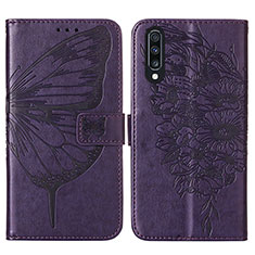 Coque Portefeuille Papillon Livre Cuir Etui Clapet Y01B pour Samsung Galaxy A30S Violet