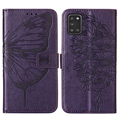 Coque Portefeuille Papillon Livre Cuir Etui Clapet Y01B pour Samsung Galaxy A31 Violet