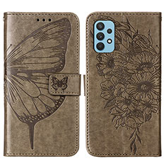 Coque Portefeuille Papillon Livre Cuir Etui Clapet Y01B pour Samsung Galaxy A32 4G Gris