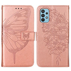 Coque Portefeuille Papillon Livre Cuir Etui Clapet Y01B pour Samsung Galaxy A32 4G Or Rose