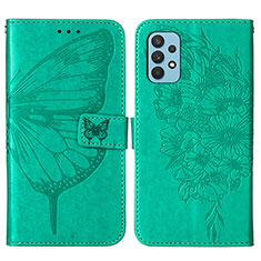 Coque Portefeuille Papillon Livre Cuir Etui Clapet Y01B pour Samsung Galaxy A32 4G Vert