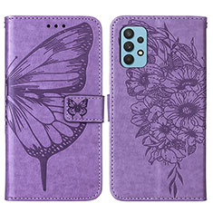 Coque Portefeuille Papillon Livre Cuir Etui Clapet Y01B pour Samsung Galaxy A32 4G Violet Clair