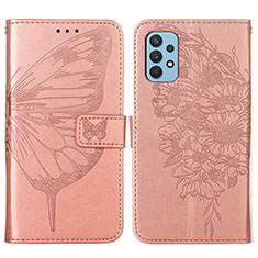 Coque Portefeuille Papillon Livre Cuir Etui Clapet Y01B pour Samsung Galaxy A32 5G Or Rose