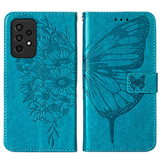 Coque Portefeuille Papillon Livre Cuir Etui Clapet Y01B pour Samsung Galaxy A33 5G Bleu