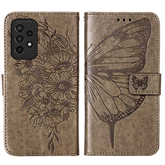 Coque Portefeuille Papillon Livre Cuir Etui Clapet Y01B pour Samsung Galaxy A33 5G Gris