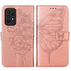 Coque Portefeuille Papillon Livre Cuir Etui Clapet Y01B pour Samsung Galaxy A33 5G Or Rose