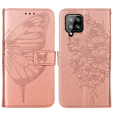 Coque Portefeuille Papillon Livre Cuir Etui Clapet Y01B pour Samsung Galaxy A42 5G Or Rose