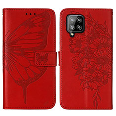 Coque Portefeuille Papillon Livre Cuir Etui Clapet Y01B pour Samsung Galaxy A42 5G Rouge