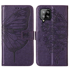 Coque Portefeuille Papillon Livre Cuir Etui Clapet Y01B pour Samsung Galaxy A42 5G Violet