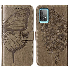 Coque Portefeuille Papillon Livre Cuir Etui Clapet Y01B pour Samsung Galaxy A52 4G Gris