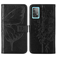 Coque Portefeuille Papillon Livre Cuir Etui Clapet Y01B pour Samsung Galaxy A52 4G Noir