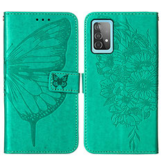 Coque Portefeuille Papillon Livre Cuir Etui Clapet Y01B pour Samsung Galaxy A52 4G Vert