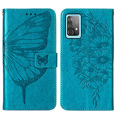 Coque Portefeuille Papillon Livre Cuir Etui Clapet Y01B pour Samsung Galaxy A52 5G Bleu