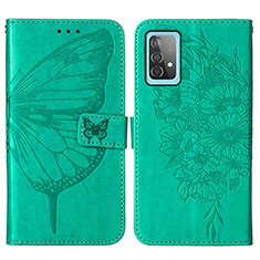 Coque Portefeuille Papillon Livre Cuir Etui Clapet Y01B pour Samsung Galaxy A52s 5G Vert