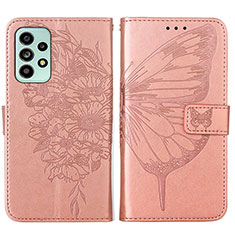 Coque Portefeuille Papillon Livre Cuir Etui Clapet Y01B pour Samsung Galaxy A53 5G Or Rose