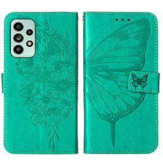 Coque Portefeuille Papillon Livre Cuir Etui Clapet Y01B pour Samsung Galaxy A53 5G Vert