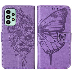 Coque Portefeuille Papillon Livre Cuir Etui Clapet Y01B pour Samsung Galaxy A53 5G Violet Clair