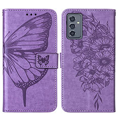 Coque Portefeuille Papillon Livre Cuir Etui Clapet Y01B pour Samsung Galaxy A55 5G Violet Clair