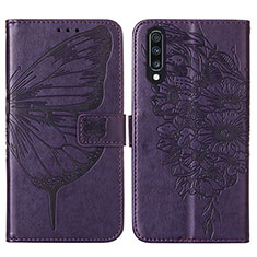 Coque Portefeuille Papillon Livre Cuir Etui Clapet Y01B pour Samsung Galaxy A70 Violet