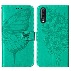 Coque Portefeuille Papillon Livre Cuir Etui Clapet Y01B pour Samsung Galaxy A70S Vert