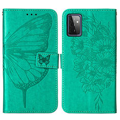 Coque Portefeuille Papillon Livre Cuir Etui Clapet Y01B pour Samsung Galaxy A72 4G Vert