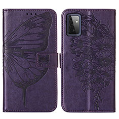 Coque Portefeuille Papillon Livre Cuir Etui Clapet Y01B pour Samsung Galaxy A72 4G Violet