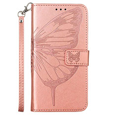 Coque Portefeuille Papillon Livre Cuir Etui Clapet Y01B pour Samsung Galaxy A73 5G Or Rose