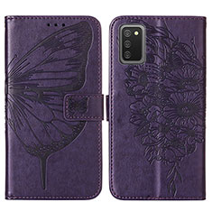 Coque Portefeuille Papillon Livre Cuir Etui Clapet Y01B pour Samsung Galaxy F02S SM-E025F Violet